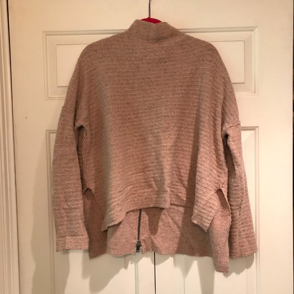 Free People Arctic Fox Zip Back Swing Sweater- Pink - Picture 2 of 5